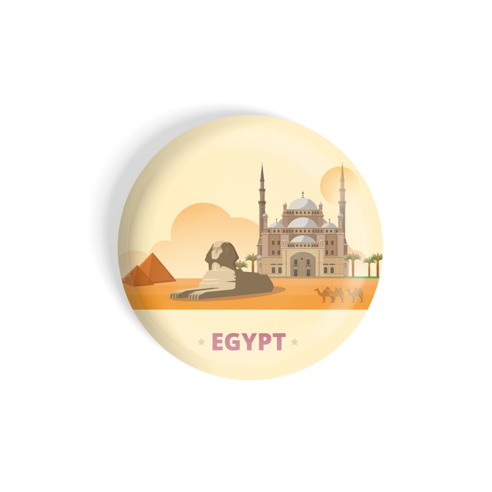 dhcrafts Round Fridge Magnet yellow Color Egypt D2 Glossy Finish Design Pack of 1 (58 mm)